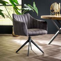 LifestyleFurn Draaibare Eetkamerstoel 'Kirin' Velvet, kleur Antraciet LifestyleFurn Draaibare Eetkamerstoel 'Kirin' Velvet, kleur Antraciet
