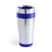 RVS Warmhoudbeker - 450 ml - zilver blauw - isoleer mok