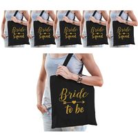 Vrijgezellenfeest dames tasjes/ goodiebag pakket: 1x Bride to Be zwart goud+ 5x Bride Squad zwart go - thumbnail