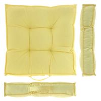 Unique Living Vloerkussen - geel - katoen - 43 x 43 x 7 cm - vierkant - Matras/zitkussen