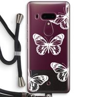 White butterfly: HTC U12+ Transparant Hoesje met koord White butterfly: HTC U12+ Transparant Hoesje met koord