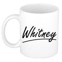 Whitney Naam koffiemok - beker - met sierlijke letters - wit - 300 ml - Cadeau - Dames