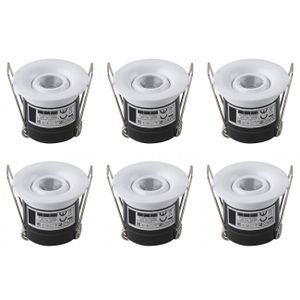 LED Veranda Spot Verlichting 6 Pack - Inbouw Rond 1W - Natuurlijk Wit 4200K - Mat Wit Aluminium - Ø41mm
