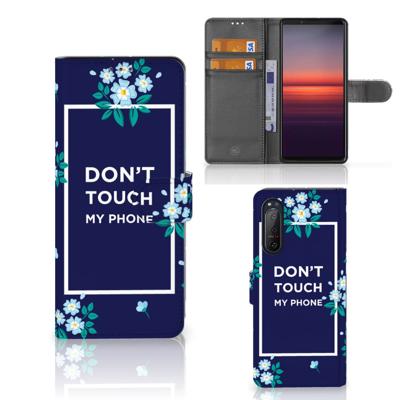 Sony Xperia 5II Portemonnee Hoesje Flowers Blue DTMP | Portemonnee hoesje Sony Xperia 5II Portemonnee Hoesje Flowers Blue DTMP | Portemonnee hoesje