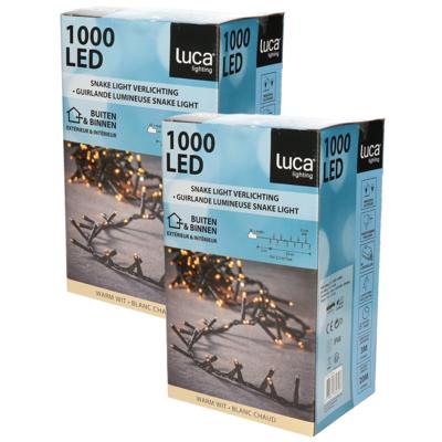 Luca Lighting Kerstverlichting - 2x - 1000 lampjes warm wit - 20 m - clusterverlichting