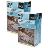 Luca Lighting Kerstverlichting - 2x - 1000 lampjes warm wit - 20 m - clusterverlichting