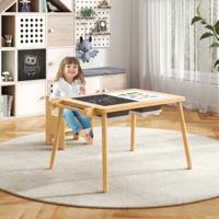 Kindertafel met Omkeerbaar Tafelblad Speeltafel in Hoogte Verstelbaar van Grenenhout met 2 Opvouwbare Bakken Papierrol Haken Kindertafel met Omkeerbaar Tafelblad Speeltafel in Hoogte Verstelbaar van Grenenhout met 2 Opvouwbare Bakken Papierrol Haken