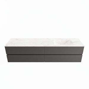 MONDIAZ VICA-DLUX 200cm badmeubel onderkast Dark grey 4 lades. Inbouw wastafel CLOUD rechts zonder kraangat, kleur Ostra.