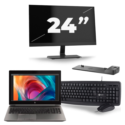 HP ZBook 15 G6 - Intel Core i9-9e Generatie - 15 inch - 16GB RAM - 256GB SSD - Windows 11 Home + 1x 24 inch Monitor