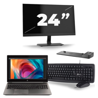 HP ZBook 15 G6 - Intel Core i9-9e Generatie - 15 inch - 16GB RAM - 256GB SSD - Windows 11 Home + 1x 24 inch Monitor