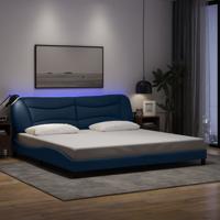 Bedframe met LED zonder matras "Hvar" 200x200 cm stof blauw