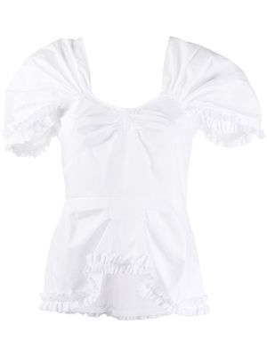 Molly Goddard blouse volantée à manches courtes - Blanc