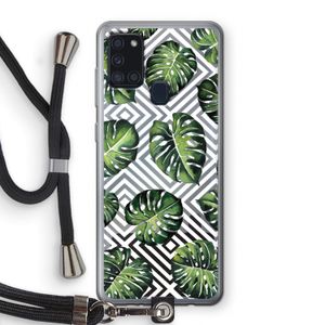 Geometrische jungle: Samsung Galaxy A21s Transparant Hoesje met koord