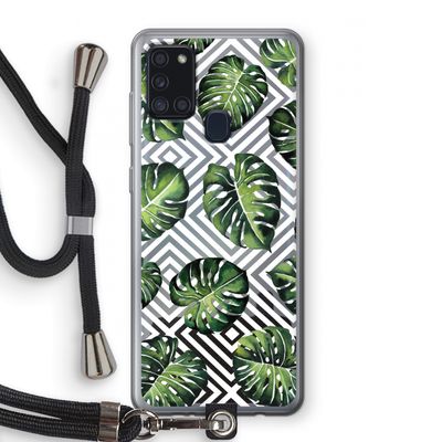 Geometrische jungle: Samsung Galaxy A21s Transparant Hoesje met koord