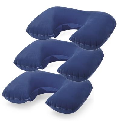 Nekkussen - 3x - Opblaasbaar - Blauw - 43 x 26,5 cm - Auto, Trein of Vliegtuig - Reiskussen