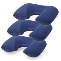 Nekkussen - 3x - Opblaasbaar - Blauw - 43 x 26,5 cm - Auto, Trein of Vliegtuig - Reiskussen