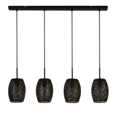 Hanglamp Laser 4Lt Black & Gold Laser Cut Metal