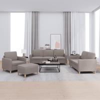 4-delige Loungeset met kussens stof taupe