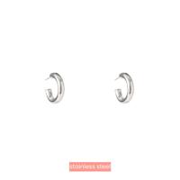 Day&Eve Oorringen Striped Hollow Hoop | Zilver
