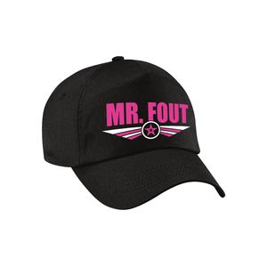 Mr fout tekst pet / baseball cap foute party roze op zwart voor heren