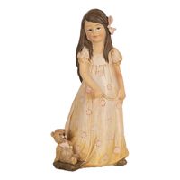 Clayre & Eef Beeld Meisje 15 cm Beige Polyresin Beige