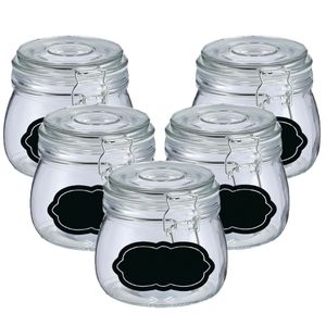 Weckpot/inmaakpot - 10x - 500 ml - glas - met beugelsluiting - incl. etiketten