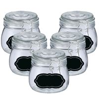 Weckpot/inmaakpot - 10x - 500 ml - glas - met beugelsluiting - incl. etiketten - thumbnail