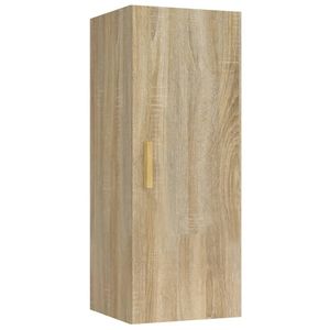 The Living Store Zwevende Wandkast - Sonoma Eiken - 34.5 x 34 x 90 cm - Stevig materiaal