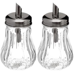 Suikerpot/suikerstrooier glas met RVS tuit - 4x stuks - 180ml