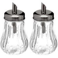 Suikerpot/suikerstrooier glas met RVS tuit - 4x stuks - 180ml