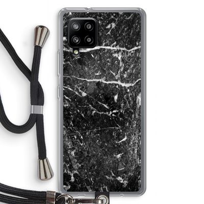 Zwart marmer: Samsung Galaxy A42 5G Transparant Hoesje met koord