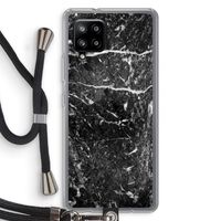 Zwart marmer: Samsung Galaxy A42 5G Transparant Hoesje met koord