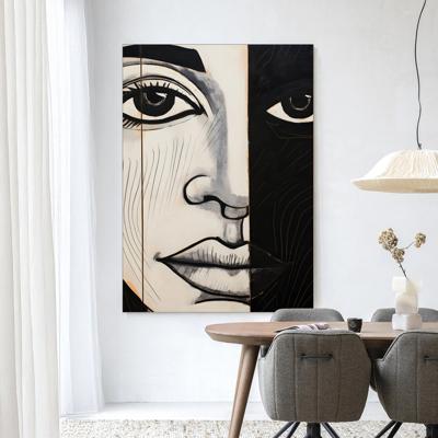 Urban Cotton Wandkleed 'Contrast' 110 x 145cm in Frame - black