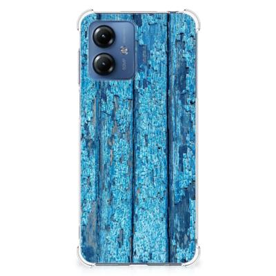 Motorola Moto G14 Stevig Telefoonhoesje Wood Blue Motorola Moto G14 Stevig Telefoonhoesje Wood Blue