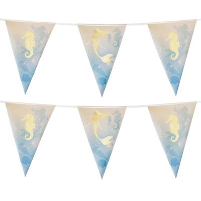 Zeemeermin thema vlaggenlijn - 2x - themafeest - folie vlaggenlijnen - 400 cm - kinder verjaardag