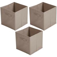 Opbergmand/kastmand Square Box - 3x - karton/kunststof - 29 liter - beige - 31 x 31 cm
