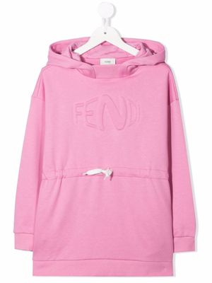 Fendi Kids hoodie à lien de resserrage - Rose
