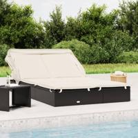 Ligbed 2-persoons met dak 213x118x97 cm poly rattan zwart