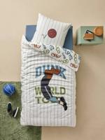 Bedovertrekset en kussensloop BASKET met gerecycled katoen ecru