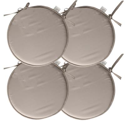 Stof Textile Home stoelkussens - 4x - grijs - D40 x H3 cm - voor binnen - rond