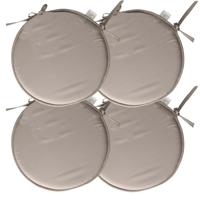 Stof Textile Home stoelkussens - 4x - grijs - D40 x H3 cm - voor binnen - rond