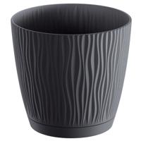 Prosperplast Plantenpot Waves - kunststof - antraciet - D17 x H16 cm - binnen/buiten - bloempot