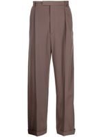 Gucci pantalon en laine à design plissé - Marron