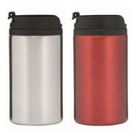 Set van 2x Thermosbekers - warmhoud bekers - zilver en rood - 290 ml - Isolerende drinkbekers