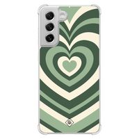 Samsung Galaxy S21 FE shockproof hoesje - Groen hart swirl