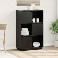 Hoge kast 74x35x117 cm massief grenenhout zwart