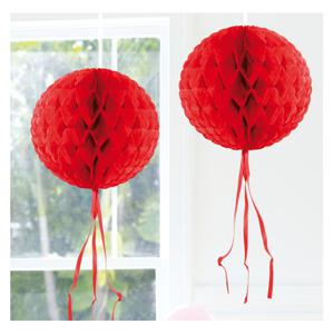 Decoratie bol - rood - 30 cm - crepe papier - versiering - feestversiering