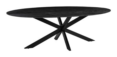 LABEL51 Ovale Eettafel 'James' Mangohout, 240 x 110cm, kleur Zwart