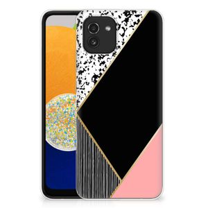 Samsung Galaxy A03 TPU Hoesje Zwart Roze Vormen