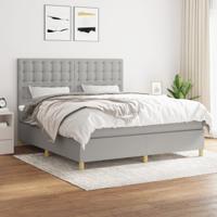 Boxspring met matras stof lichtgrijs 160x200 cm